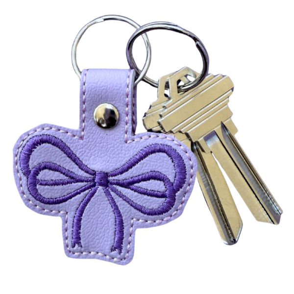 Purple Bow Keychain, Lavender Bow Keychain, Coquette Bow Keychain, Cute Embroidered Keychain, Girly Bag Charm, Aesthetic Accessory, Gift for Her