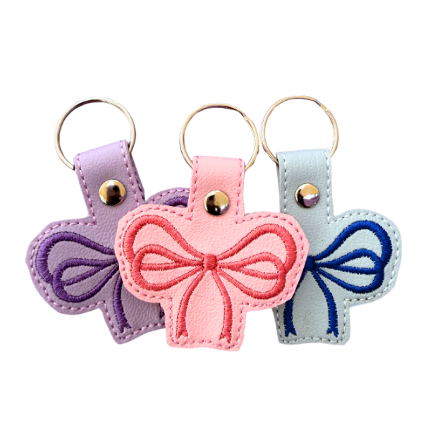 Bow Keychain, Coquette Bow Keychain, Cute Embroidered Keychain, Girly Bag Charm, Aesthetic Accessory, Minimal Bow Keychain, Cute Gift for Her