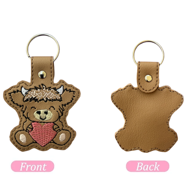 Highland Cow Keychain, Cow Lover Gift, Cute Cow Keychain, Embroidered Keychain, Farmhouse Gift, Western Aesthetic, Cute Bag Charm, Country Gift