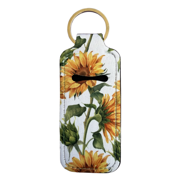 Sunflower Lip Balm Holder Keychain, Floral Chapstick Holder, Cute Keychain Accessory, Purse Clip, Small Useful Gift for Her