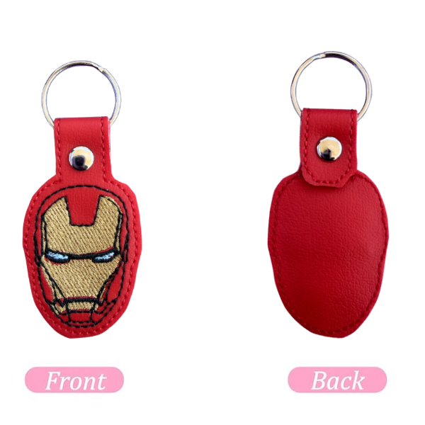 Powered Armor Hero Keychain, Superhero Inspired Keychain, Embroidered Keychain, Comic Fan Gift, Nerd Gift, Red Gold Keychain, Cute Bag Charm