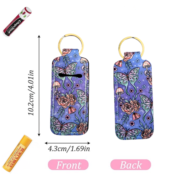 Butterfly Lip Balm Holder Keychain, Fairycore Chapstick Holder, Floral Keychain, Cute Purse Accessory, Small Useful Gift for Her