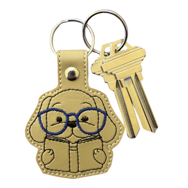 Book Lover Dog Keychain, Reading Dog Keychain, Cute Dog Keychain, Embroidered Keychain, Bookworm Gift, Reader Gift, Cute Bag Charm