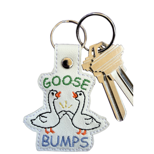 Goose Bumps Keychain, Funny Goose Keychain, Pun Keychain, Cute Animal Keychain, Embroidered Keychain, Gag Gift, Coworker Gift, Bag Charm