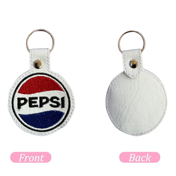 Retro Soda Logo Keychain, Vintage Drink Inspired Keychain, Embroidered Circle Keychain, Nostalgic Gift, 90s Aesthetic, Cute Bag Charm