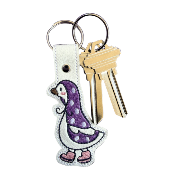 Duck Keychain, Cute Duck Keychain, Storybook Animal Keychain, Embroidered Keychain, Cottagecore Gift, Animal Lover Gift, Backpack Charm