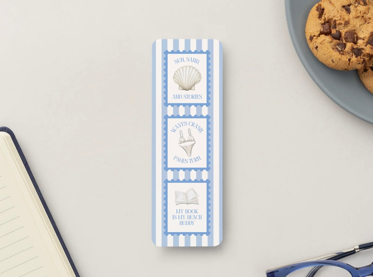 Beach Bookmark, Coastal Bookmark, Ocean Lover Bookmark, Summer Reading Bookmark, Seashell Bookmark, Book Lover Gift, Vacation Reading Accessory, Aesthetic Bookmark