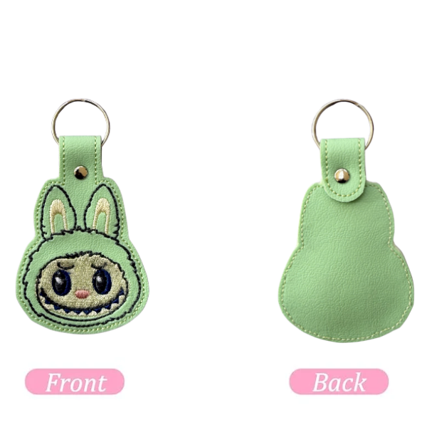 Cute Bunny Monster Keychain, Kawaii Keychain, Cute Character Keychain, Embroidered Keychain, Pastel Green Accessory, Cute Bag Charm, Gift for Her