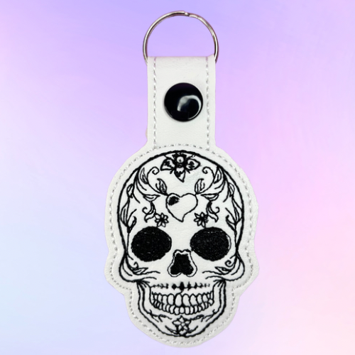 Sugar Skull Embroidered Keychain