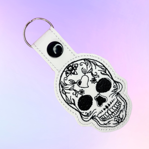 Sugar Skull Embroidered Keychain