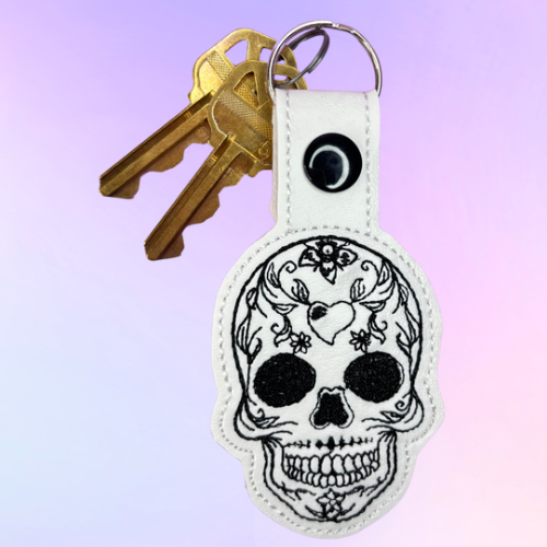 Sugar Skull Embroidered Keychain