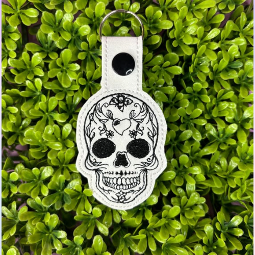 Sugar Skull Embroidered Keychain