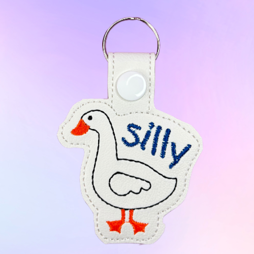 Silly Goose Embroidered Keychain