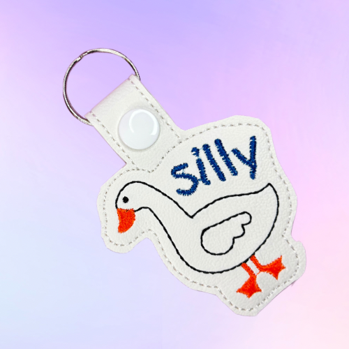 Silly Goose Embroidered Keychain