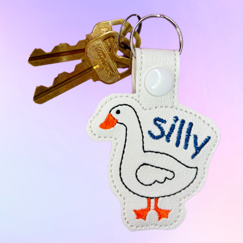 Silly Goose Embroidered Keychain