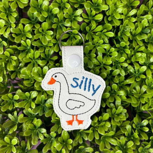 Silly Goose Embroidered Keychain