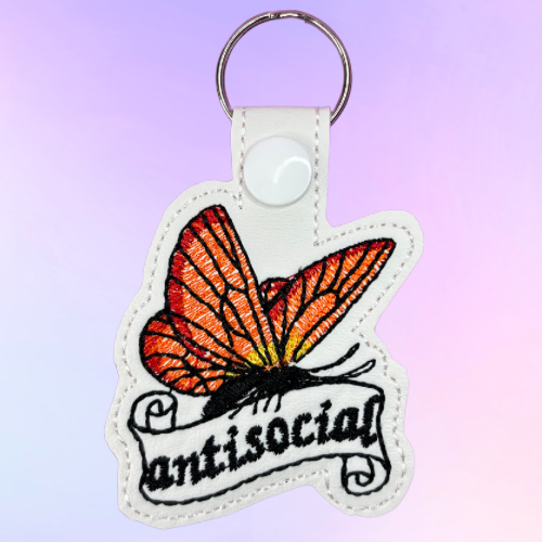 Anti-social Embroidered Keychain