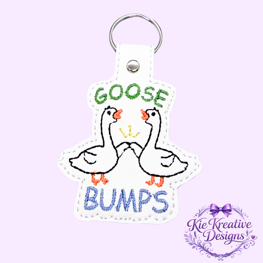 Goose Bumps Embroidered Keychain | Funny Goose Gift | Cute Farm Animal Keyring | Pun Keychain | Small Thoughtful Gift | Stocking Stuffer Idea