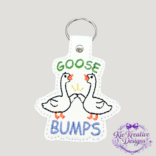 Goose Bumps Embroidered Keychain | Funny Goose Gift | Cute Farm Animal Keyring | Pun Keychain | Small Thoughtful Gift | Stocking Stuffer Idea