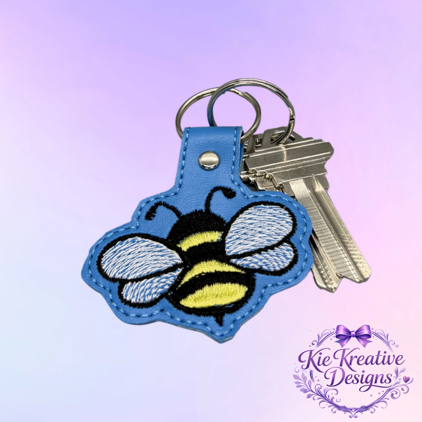 Embroidered Bee Keychain – Cute Bumblebee Key Fob – Spring Gift for Her – Teacher Appreciation Gift – Nature Lover Accessory – Bag Charm