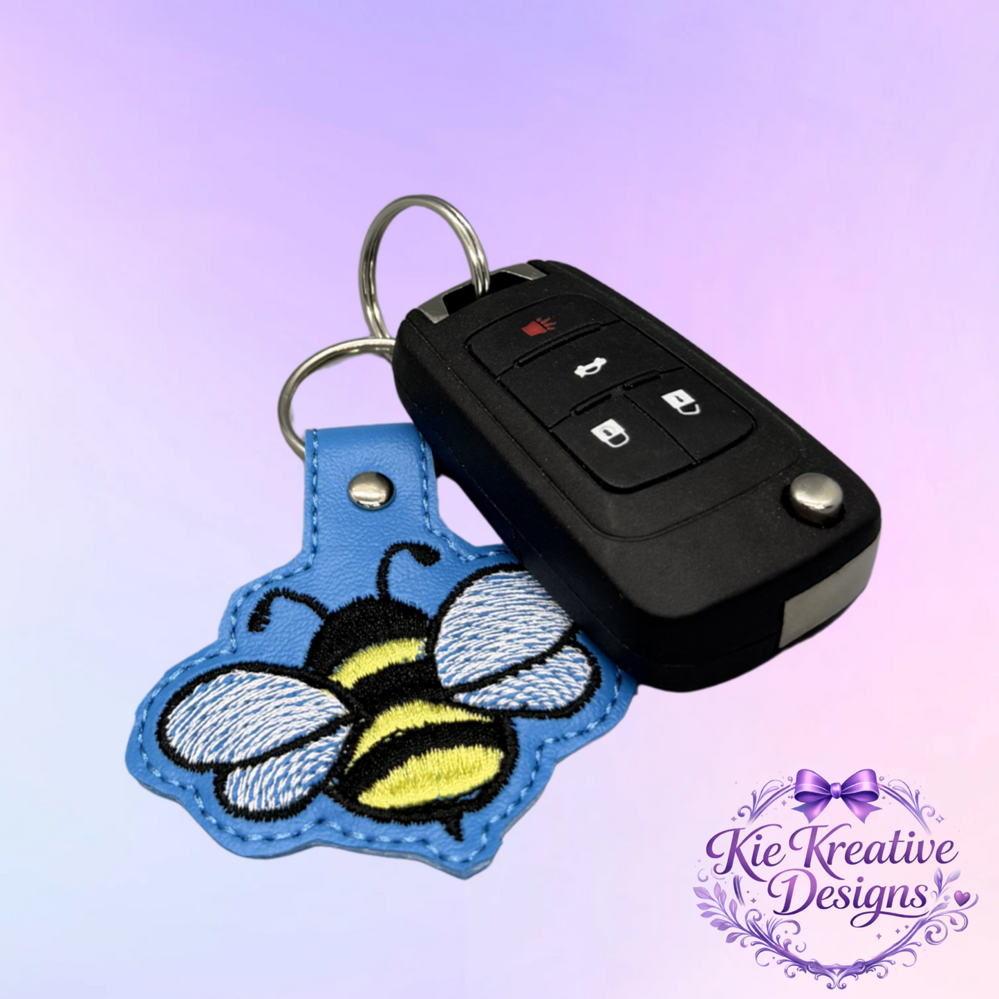 Embroidered Bee Keychain – Cute Bumblebee Key Fob – Spring Gift for Her – Teacher Appreciation Gift – Nature Lover Accessory – Bag Charm