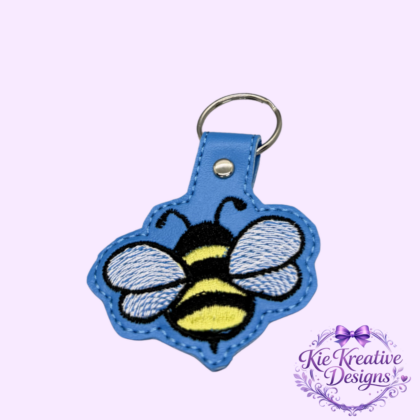 Embroidered Bee Keychain – Cute Bumblebee Key Fob – Spring Gift for Her – Teacher Appreciation Gift – Nature Lover Accessory – Bag Charm