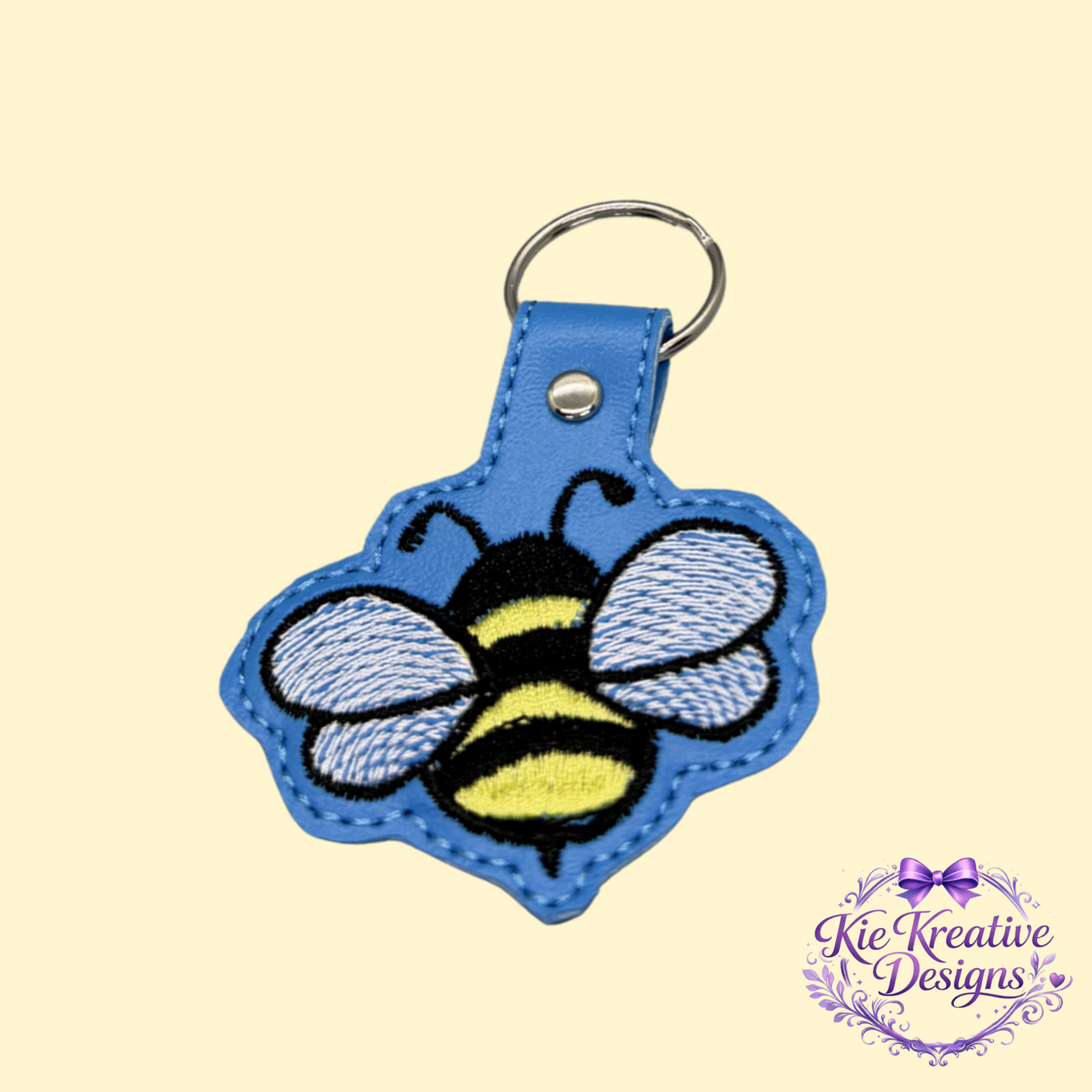 Embroidered Bee Keychain – Cute Bumblebee Key Fob – Spring Gift for Her – Teacher Appreciation Gift – Nature Lover Accessory – Bag Charm