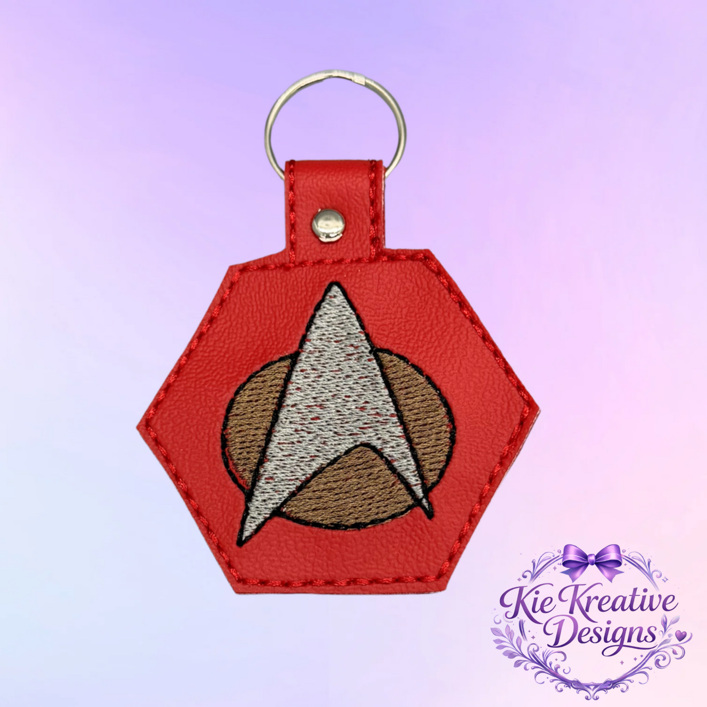 Star Trek Inspired Embroidered Keychain – Sci-Fi Fan Gift – Captain Badge Key Fob – Geek Gift for Him Her – Nerdy Accessory