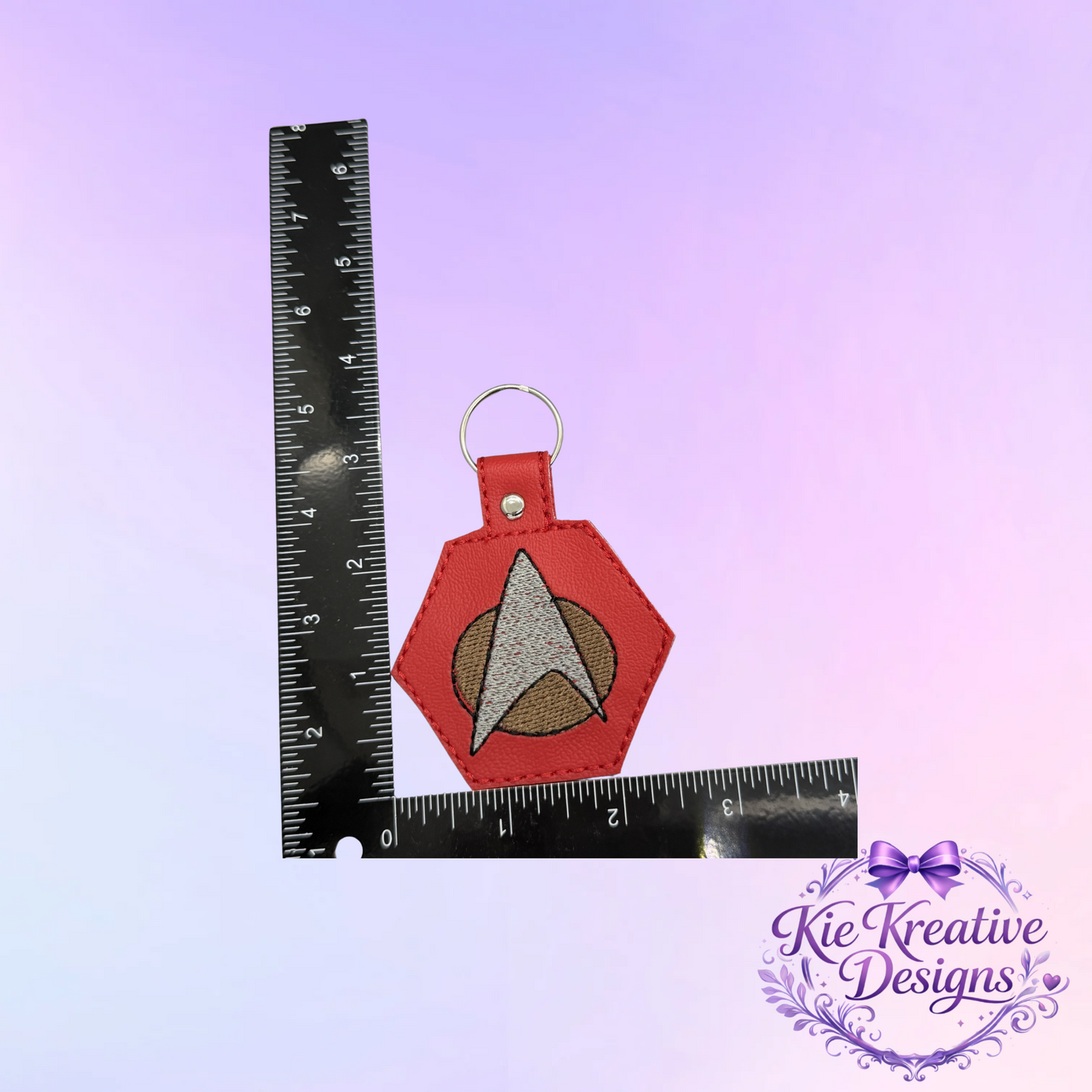 Star Trek Inspired Embroidered Keychain – Sci-Fi Fan Gift – Captain Badge Key Fob – Geek Gift for Him Her – Nerdy Accessory