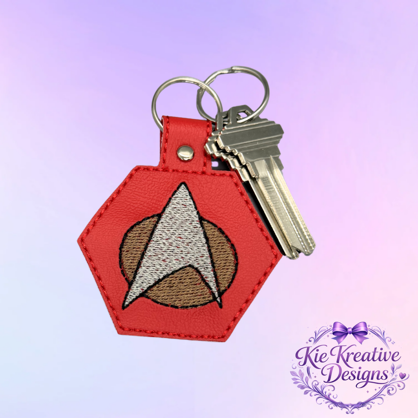 Star Trek Inspired Embroidered Keychain – Sci-Fi Fan Gift – Captain Badge Key Fob – Geek Gift for Him Her – Nerdy Accessory