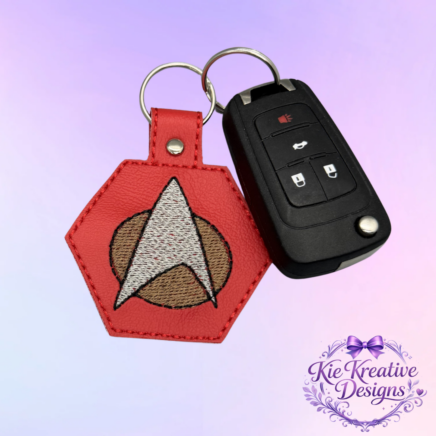 Star Trek Inspired Embroidered Keychain – Sci-Fi Fan Gift – Captain Badge Key Fob – Geek Gift for Him Her – Nerdy Accessory