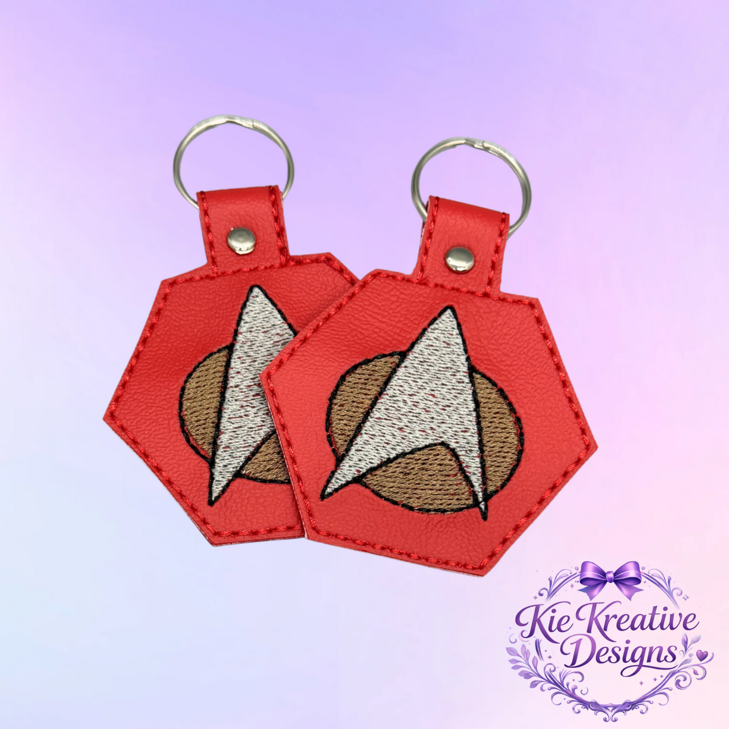 Star Trek Inspired Embroidered Keychain – Sci-Fi Fan Gift – Captain Badge Key Fob – Geek Gift for Him Her – Nerdy Accessory