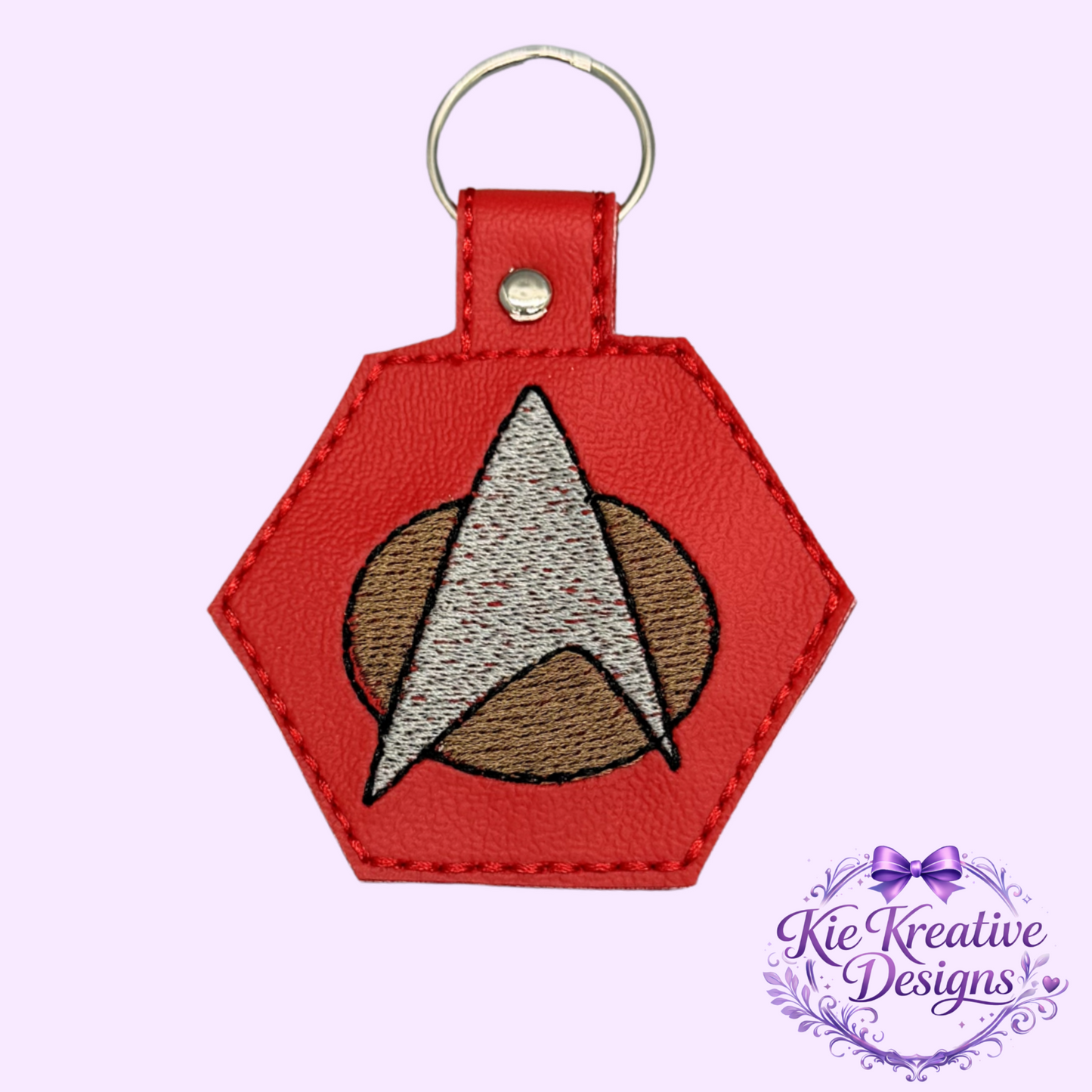Star Trek Inspired Embroidered Keychain – Sci-Fi Fan Gift – Captain Badge Key Fob – Geek Gift for Him Her – Nerdy Accessory