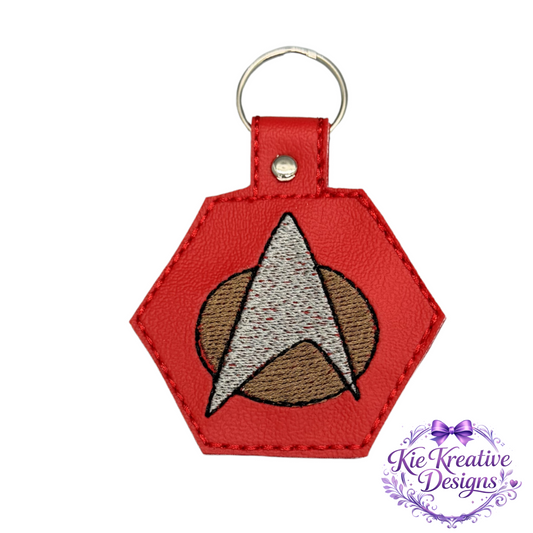 Star Trek Inspired Embroidered Keychain – Sci-Fi Fan Gift – Captain Badge Key Fob – Geek Gift for Him Her – Nerdy Accessory