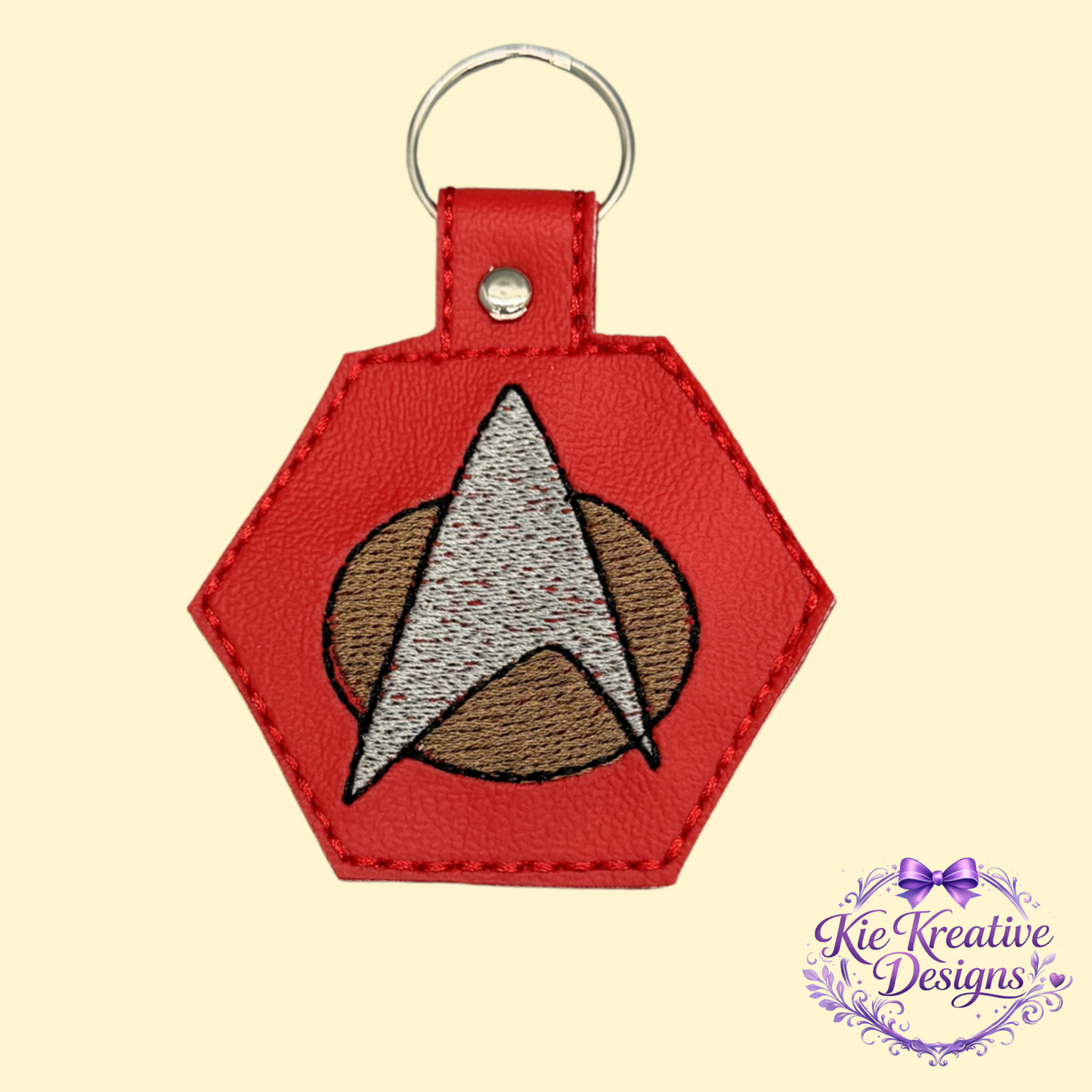 Star Trek Inspired Embroidered Keychain – Sci-Fi Fan Gift – Captain Badge Key Fob – Geek Gift for Him Her – Nerdy Accessory