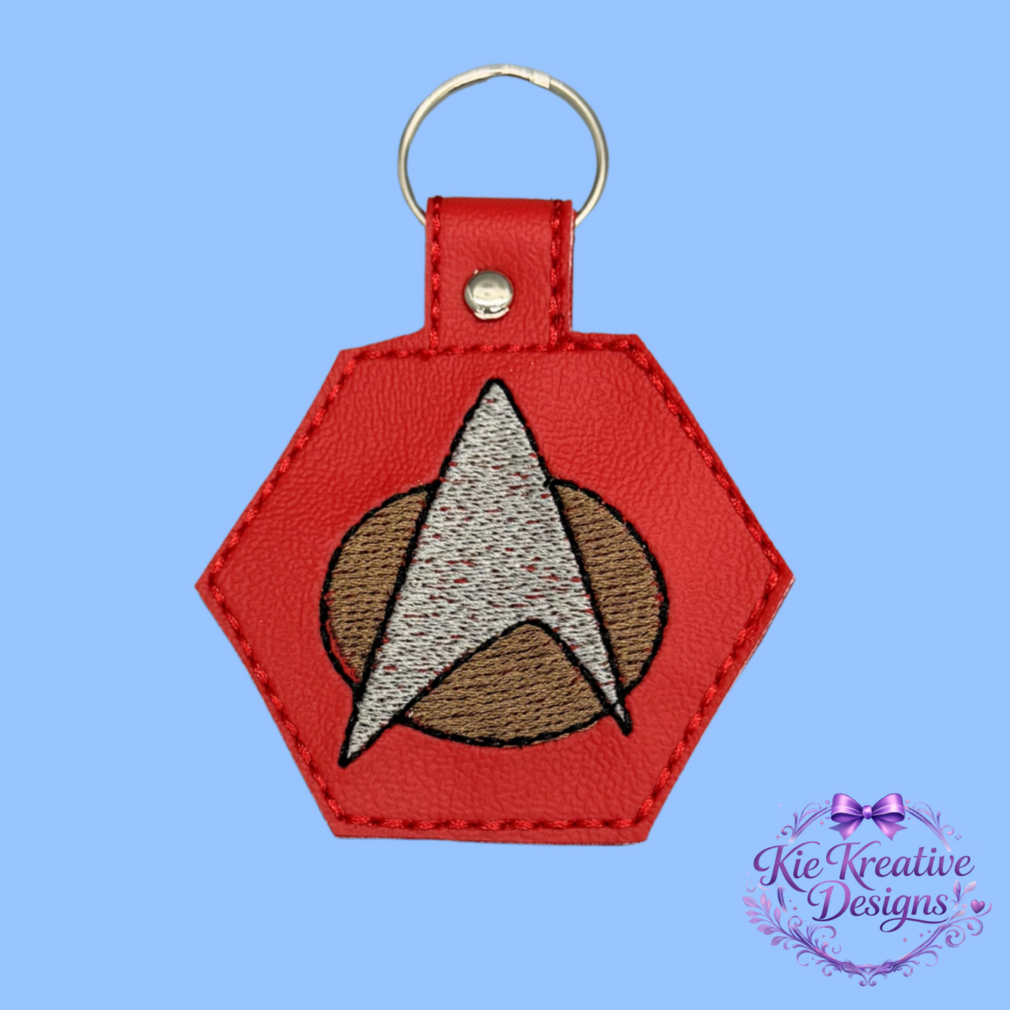 Star Trek Inspired Embroidered Keychain – Sci-Fi Fan Gift – Captain Badge Key Fob – Geek Gift for Him Her – Nerdy Accessory