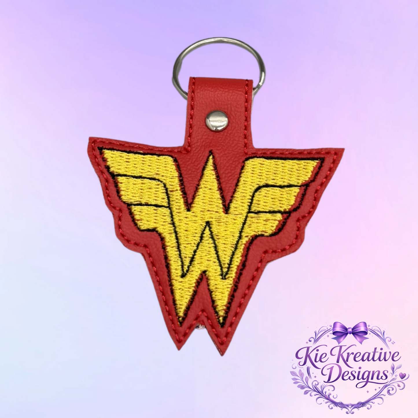 Superhero Inspired Embroidered Keychain | Hero Logo Key Fob | Comic Fan Gift | Bag Charm | Birthday Gift for Her | Stocking Stuffer | Handmade Key Ring