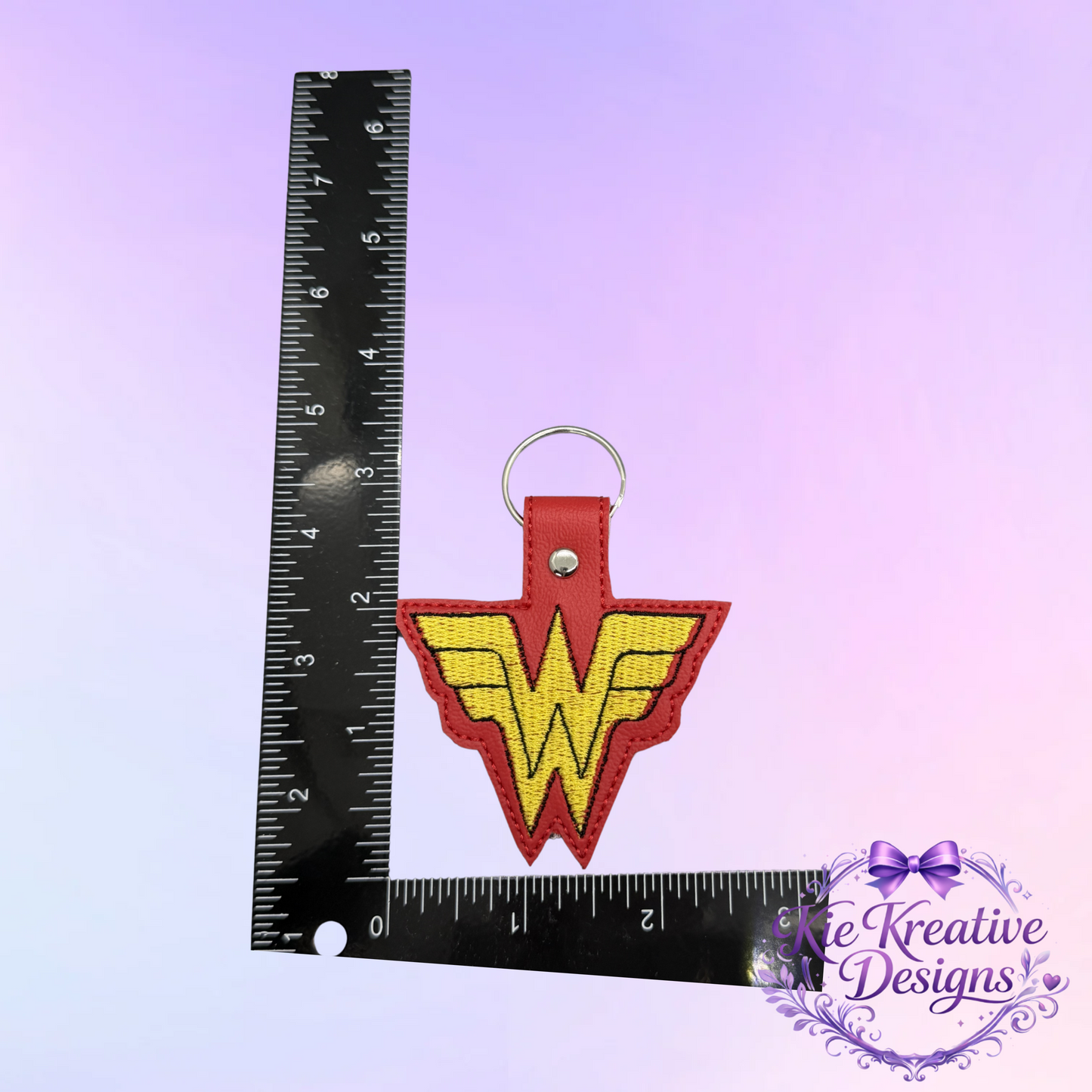 Superhero Inspired Embroidered Keychain | Hero Logo Key Fob | Comic Fan Gift | Bag Charm | Birthday Gift for Her | Stocking Stuffer | Handmade Key Ring