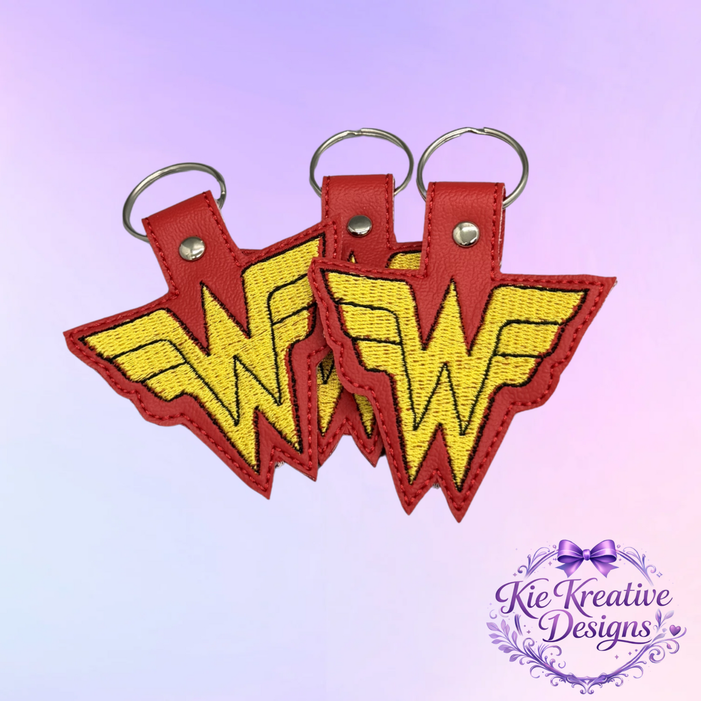 Superhero Inspired Embroidered Keychain | Hero Logo Key Fob | Comic Fan Gift | Bag Charm | Birthday Gift for Her | Stocking Stuffer | Handmade Key Ring