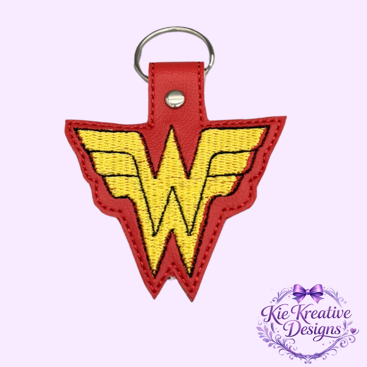 Superhero Inspired Embroidered Keychain | Hero Logo Key Fob | Comic Fan Gift | Bag Charm | Birthday Gift for Her | Stocking Stuffer | Handmade Key Ring