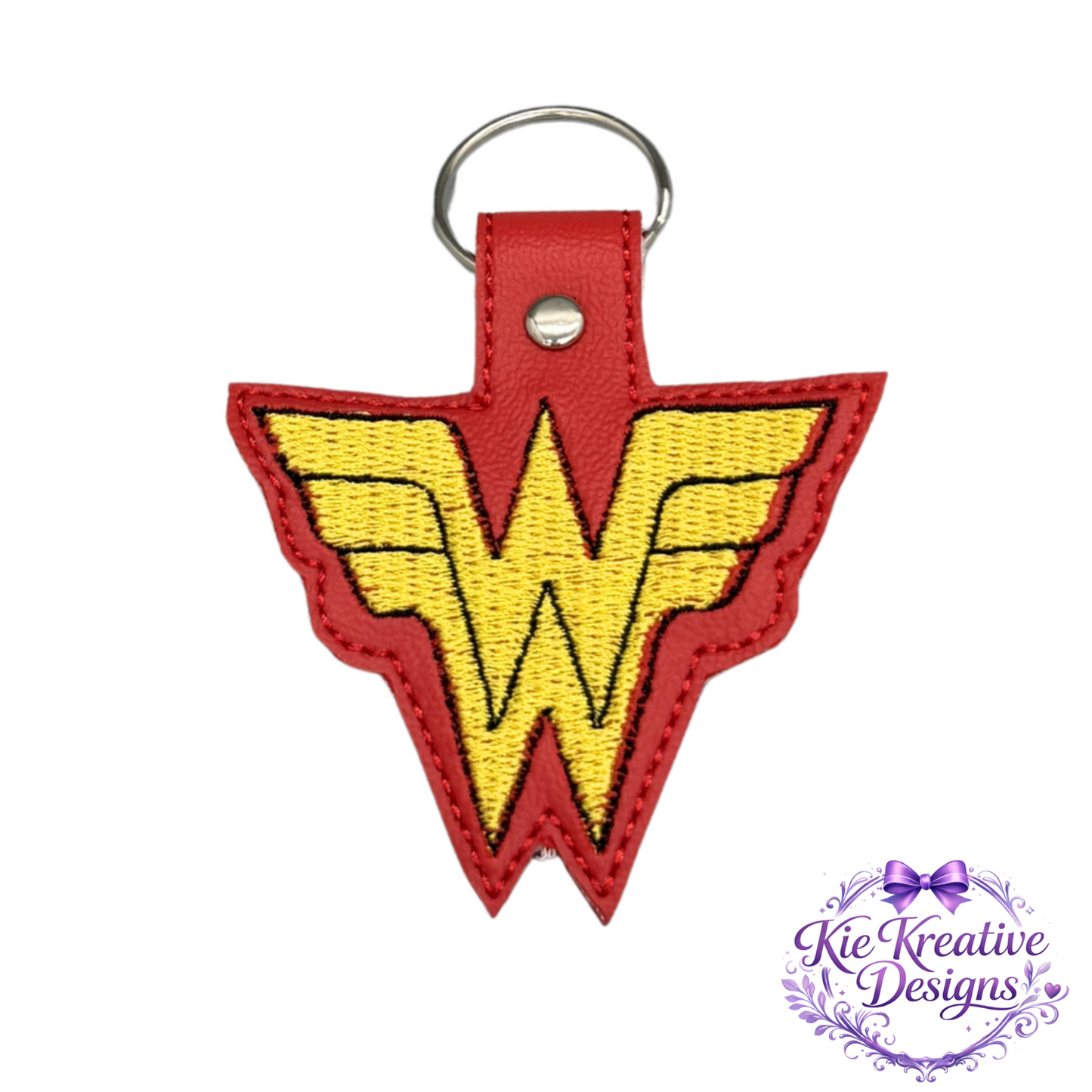 Superhero Inspired Embroidered Keychain | Hero Logo Key Fob | Comic Fan Gift | Bag Charm | Birthday Gift for Her | Stocking Stuffer | Handmade Key Ring