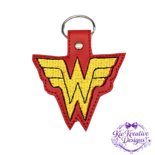 Superhero Inspired Embroidered Keychain | Hero Logo Key Fob | Comic Fan Gift | Bag Charm | Birthday Gift for Her | Stocking Stuffer | Handmade Key Ring