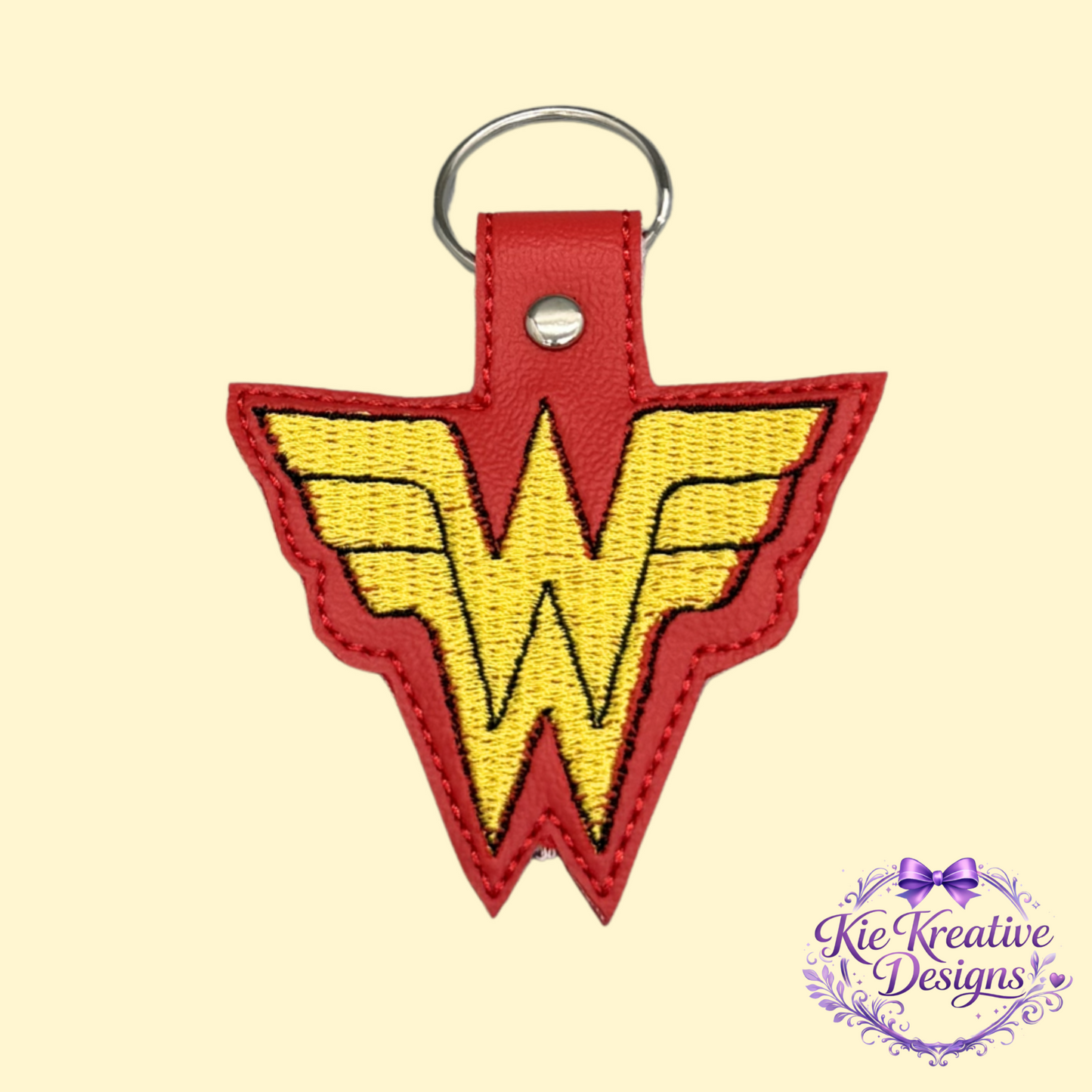 Superhero Inspired Embroidered Keychain | Hero Logo Key Fob | Comic Fan Gift | Bag Charm | Birthday Gift for Her | Stocking Stuffer | Handmade Key Ring
