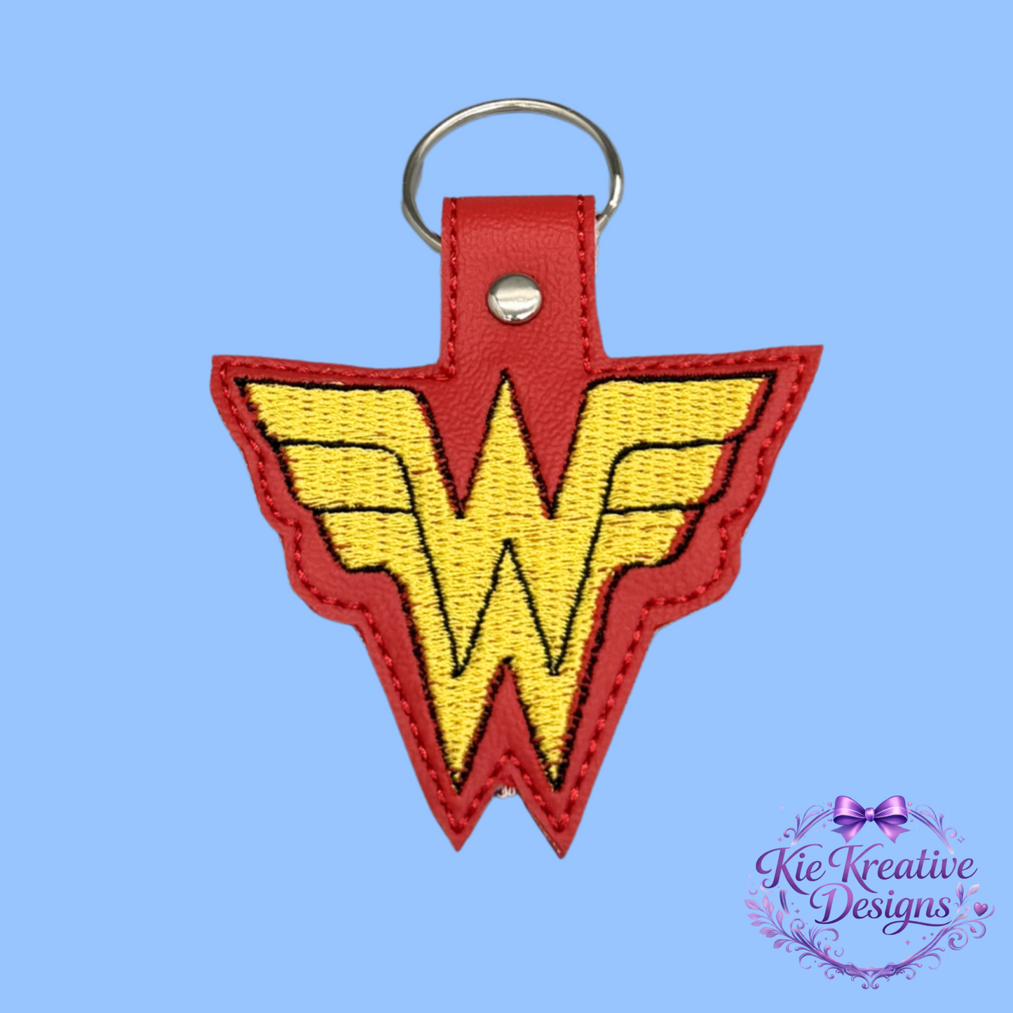 Superhero Inspired Embroidered Keychain | Hero Logo Key Fob | Comic Fan Gift | Bag Charm | Birthday Gift for Her | Stocking Stuffer | Handmade Key Ring
