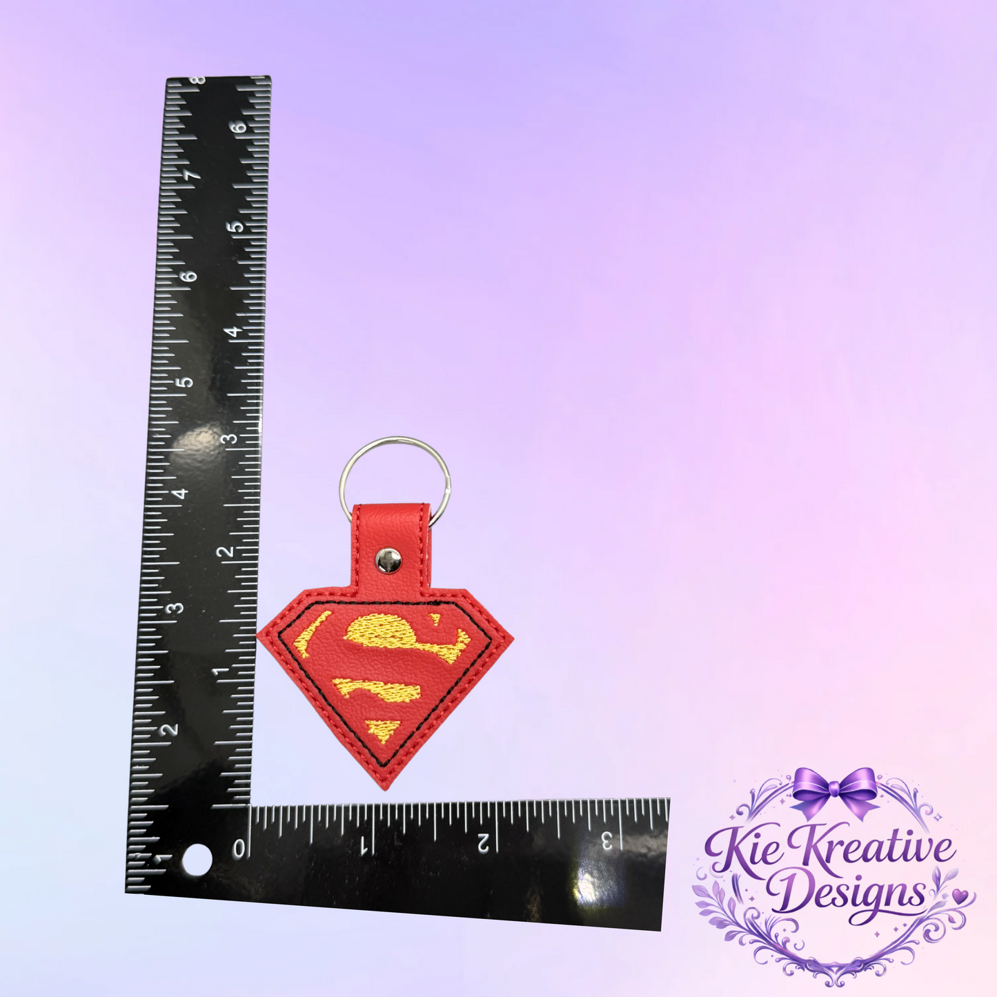 Superhero Embroidered Keychain – Hero Symbol Faux Leather Key Fob – Comic Fan Gift – Super Dad Gift – Father’s Day Small Gift Idea
