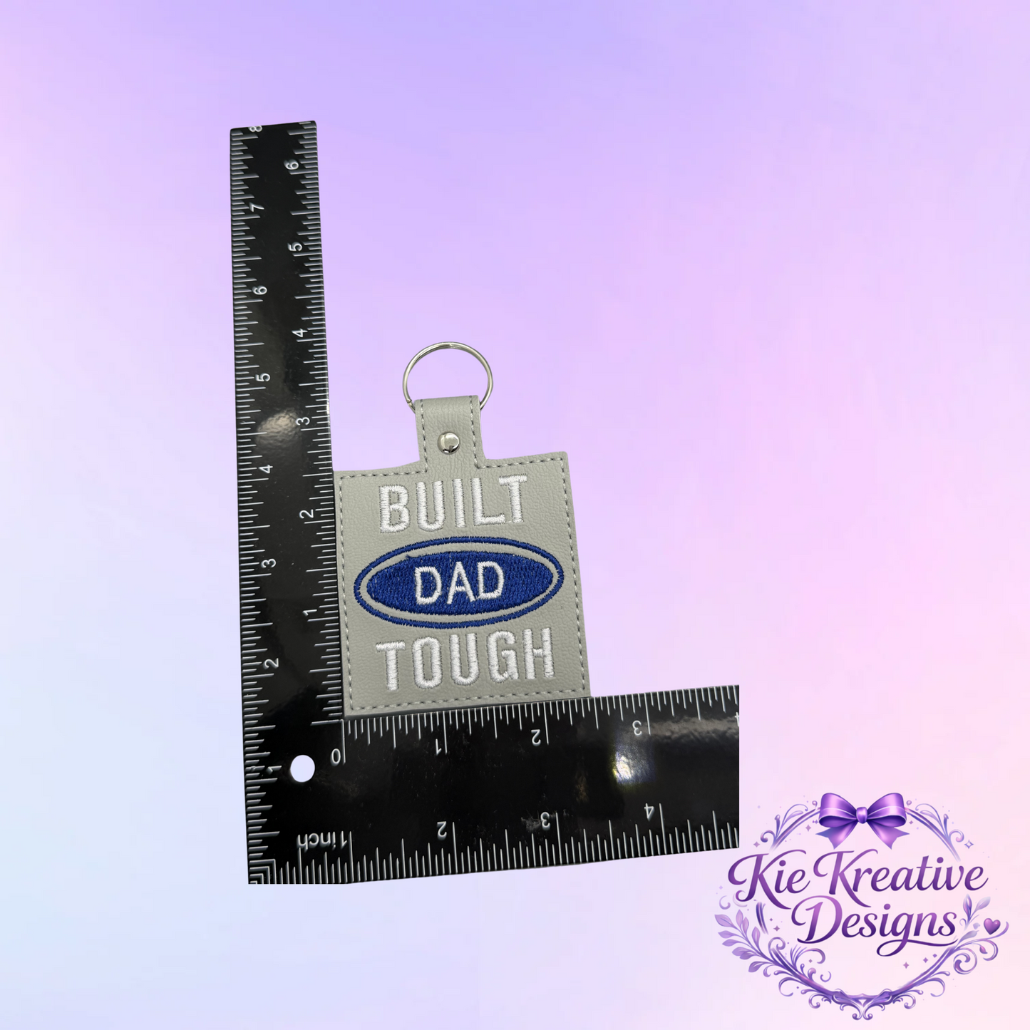 Built Dad Tough Embroidered Keychain – Funny Dad Gift – Father’s Day Key Fob – Gift for Dad from Kids – Car Keychain for Him