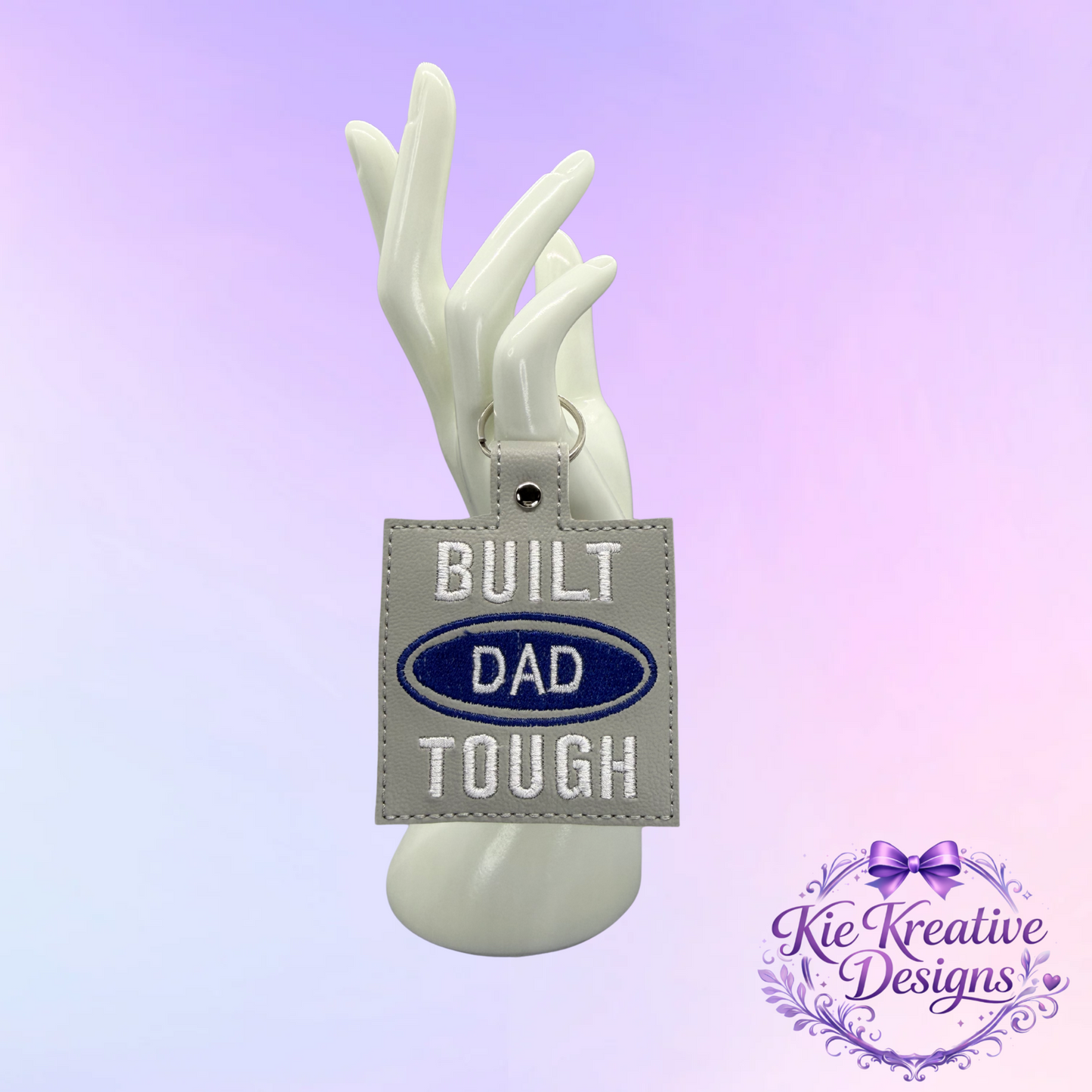 Built Dad Tough Embroidered Keychain – Funny Dad Gift – Father’s Day Key Fob – Gift for Dad from Kids – Car Keychain for Him