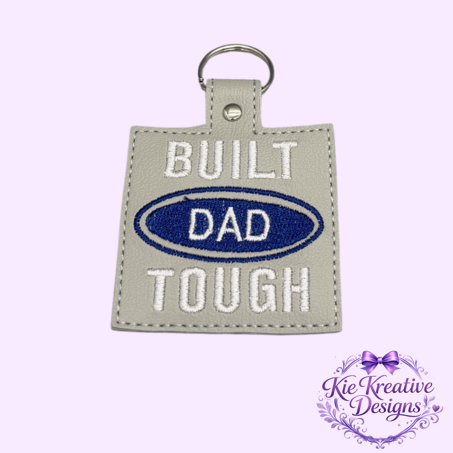 Built Dad Tough Embroidered Keychain – Funny Dad Gift – Father’s Day Key Fob – Gift for Dad from Kids – Car Keychain for Him