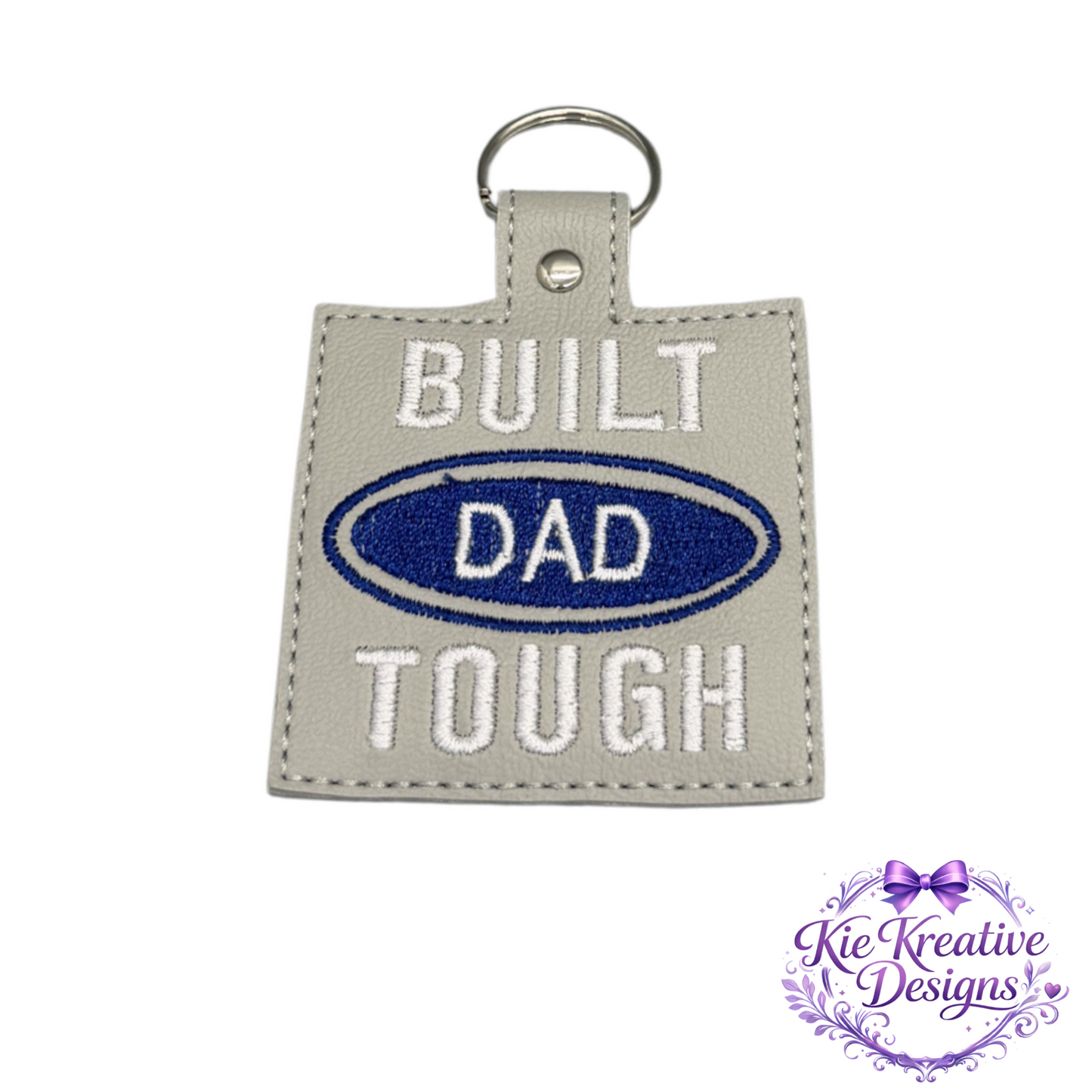Built Dad Tough Embroidered Keychain – Funny Dad Gift – Father’s Day Key Fob – Gift for Dad from Kids – Car Keychain for Him