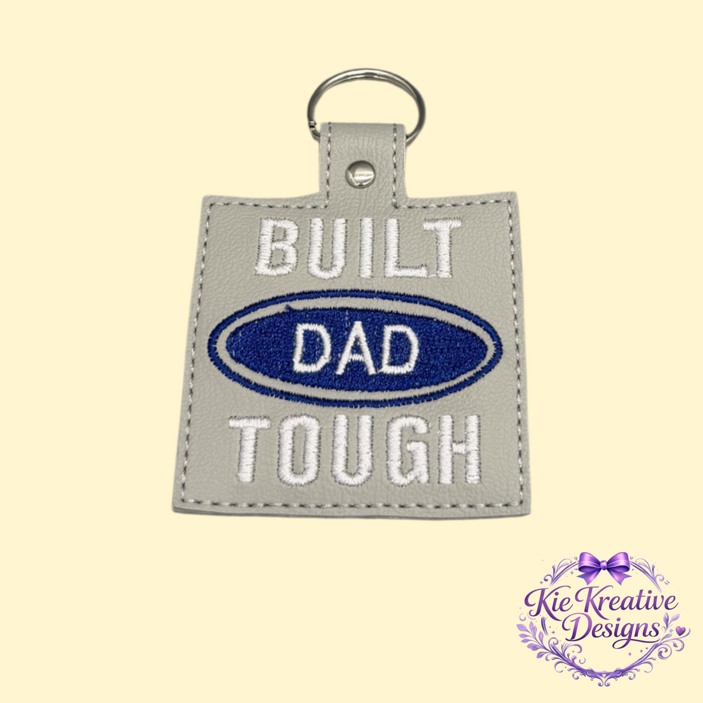 Built Dad Tough Embroidered Keychain – Funny Dad Gift – Father’s Day Key Fob – Gift for Dad from Kids – Car Keychain for Him